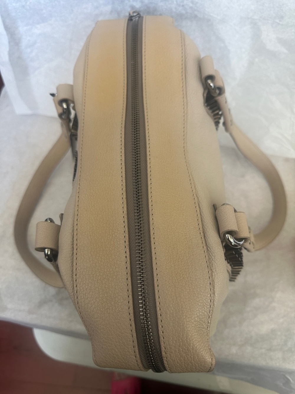 Rare Christian Louboutin Morrigan Medium Capra Stone Leather ShoulderBag NWT COA - Picture 7 of 17